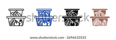Food Storage icon sheet multiple style collection