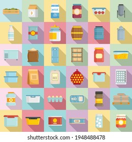 Food storage icons set. Flat set of food storage vector icons for web design