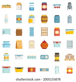 Food storage icons set. Flat set of food storage vector icons isolated on white background