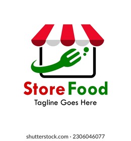 Food store design logo template illustration