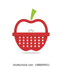 food store logo design vector with apple and basket cart