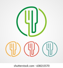 food stroke line logo icon with various color