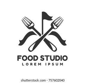 Food studio vector logo template