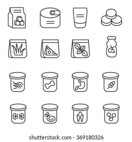 Food stuff for cat as line icons / There are some types of food for cats
