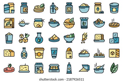 Food substitutes icons set outline vector. Sweetener alternative. Artificial calories