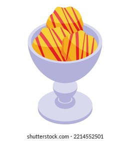 Food sundae icon isometric vector. Cream bowl. Summer icecream