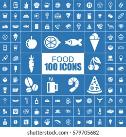 Food, Supermarket, Dinner, Breakfast, Kitchen and Drink Vector Flat Icons.