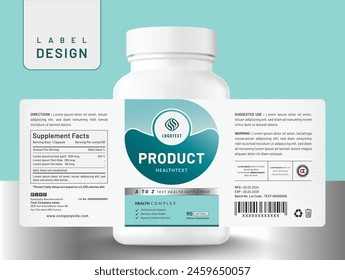 Diseño de etiqueta de etiqueta multivitamínica de suplemento alimenticio y embalaje de caja de frasco de medicamentos dietéticos.