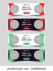 Food supply web banner template for social media posts, creative food banner design