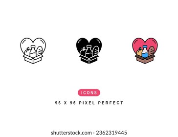 Food Support Icon. Feed Poor Donation Symbol Stock Illustration. Vector Line Icons For UI Web Design And Presentation