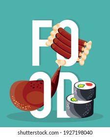 food sushi chicken ribs lettering