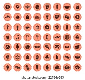 food and sweetness vintage icons set