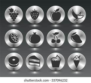 Food Sweets and Snacks on Silver Round Buttons