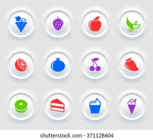 Food Sweets and Snacks on White Bevel Round Buttons