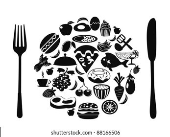 food symbol with food icons