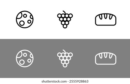 Food symbol set - flat outlined food symbols.