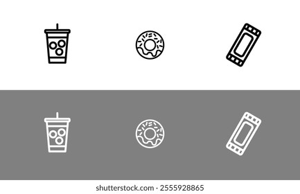 Food symbol set - flat outlined food symbols.