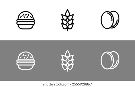 Food symbol set - flat outlined food symbols.