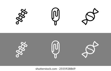 Food symbol set - flat outlined food symbols.