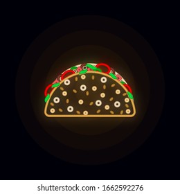 Food, tacos neon icon. Simple thin line, outline vector of web icons for ui and ux, website or mobile application