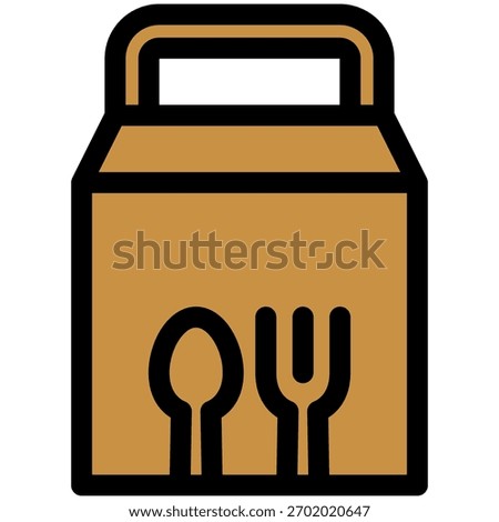 food takeout packaging icon in flat outline style