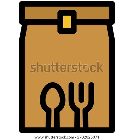 food takeout packaging icon in flat outline style