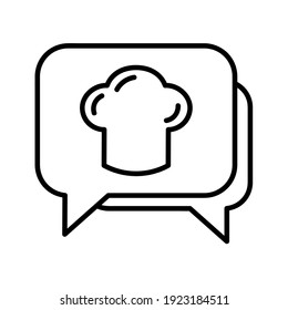 Food talk flat icon. Pictogram for web. Line stroke. Isolated on white background. Vector eps10. Chating for cooking