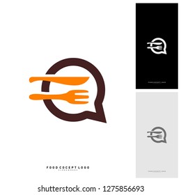 Food Talk Logo Concept Designs Vector, Food Discuss Logo, Food Forum logo Template - Vector
