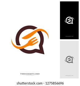 Food Talk Logo Concept Designs Vector, Food Discuss Logo, Food Forum logo Template - Vector