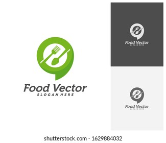 Food talk logo design vector. Restaurant, food court, cafe logo template. Icon symbol. Illustration