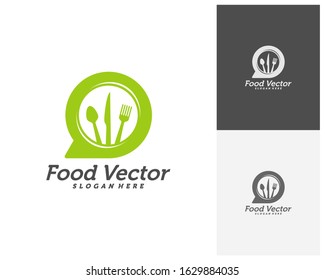 Food talk logo design vector. Restaurant, food court, cafe logo template. Icon symbol. Illustration