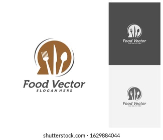 Food talk logo design vector. Restaurant, food court, cafe logo template. Icon symbol. Illustration