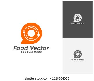 Food talk logo design vector. Restaurant, food court, cafe logo template. Icon symbol. Illustration