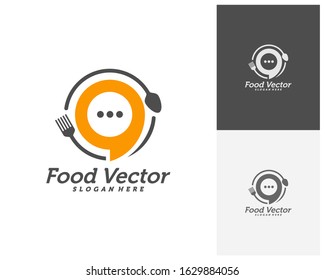 Food talk logo design vector. Restaurant, food court, cafe logo template. Icon symbol. Illustration