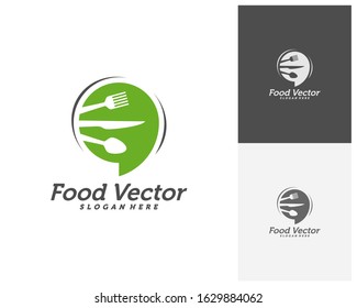 Food talk logo design vector. Restaurant, food court, cafe logo template. Icon symbol. Illustration