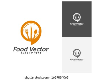 Food talk logo design vector. Restaurant, food court, cafe logo template. Icon symbol. Illustration