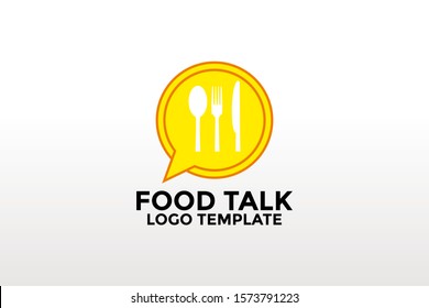 Food talk logo icon, Food logo design template vector, Cafe or Restaurant emblem