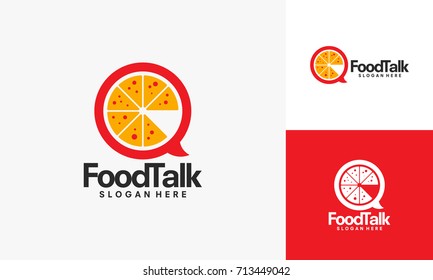 Food Talk logo with Pizza symbol vector illustration