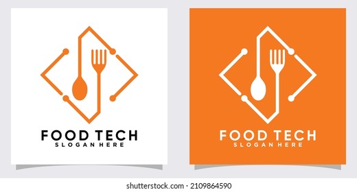 Logo-Design der Lebensmitteltechnologie mit kreativem Konzept