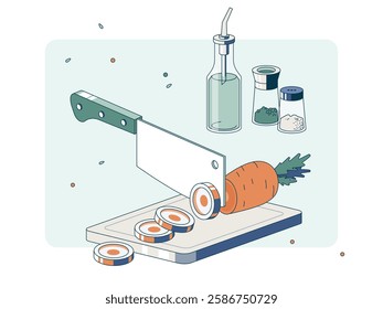 Food tech site illustration. Banner for a restaurant business landing page.