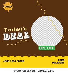 Food template  Editable square banner template design for food post on instagram. Suitable for Social Media Post restaurant banner. Vector EPS 8
