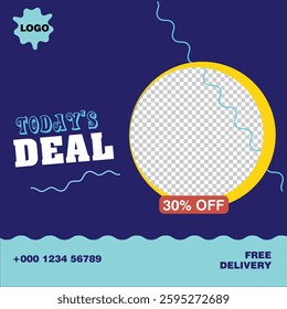 Food template  Editable square banner template design for food post on instagram. Suitable for Social Media Post restaurant banner. Vector EPS 8