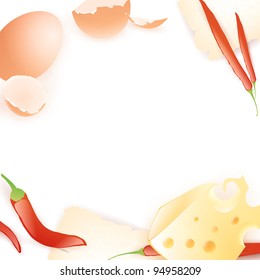 food template with egg, cheese and pepper, copyspace