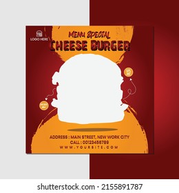 Food Template Or Flyer Design Or Burger Food Post Design