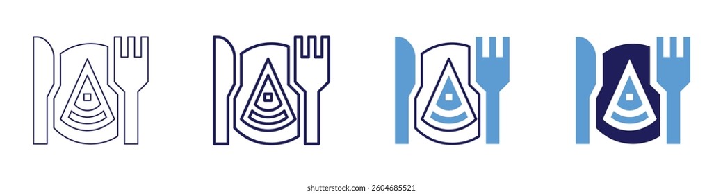 Food testing icon in 4 different styles. Thin Line, Line, Bold Line, Duotone. Duotone style. Editable stroke.