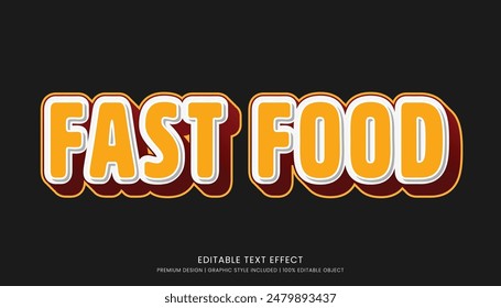 Plantilla de estilo de texto 3d editable del efecto del texto de la comida para el logotipo de la empresa y la marca de comida rápida