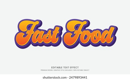 food text effect editable 3d text style template for business logo and fast food brand