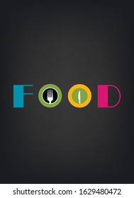 Food text logo on a black background