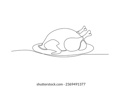 Food for Thanksgiving celebration. Thanksgiving one-line drawing