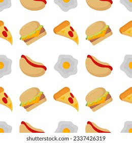 Thema-Illustration nahtlos Muster auf Fast-Food-Thema auf weißem Hintergrund